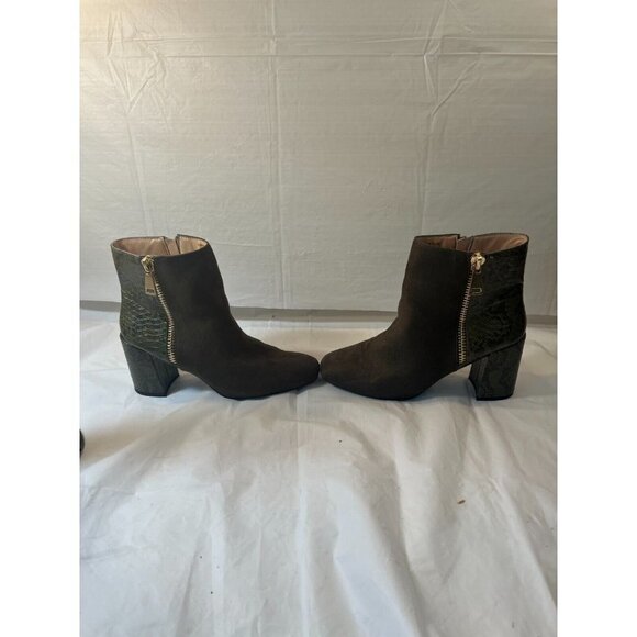 JOURNEE COLLECTION Womens Green Snakeskin Sarah Toe Block Heel Booties 8 M - Picture 5 of 15